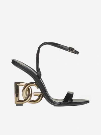 Shop Dolce & Gabbana Dg Heel Leather Sandals In Black