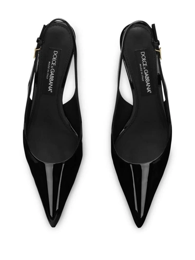 Shop Dolce & Gabbana Patent Leather Slingback Shoes In Black