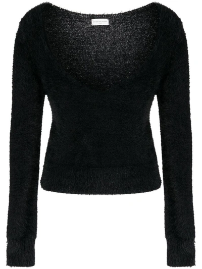Dries Van Noten Low V Neck Sweater In Black