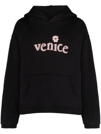 Shop Erl Unisex Venice Patch Hoodie Knit Clothing In Black