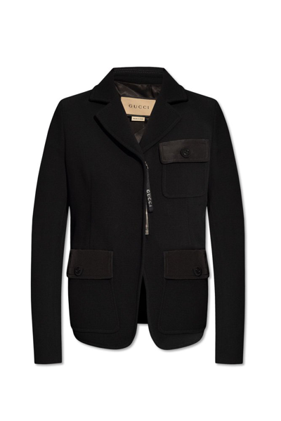 Shop Gucci Long Sleeved Single Breasted Blazer In Black