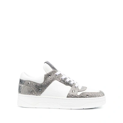 Shop Jimmy Choo Sneakers In White/silver