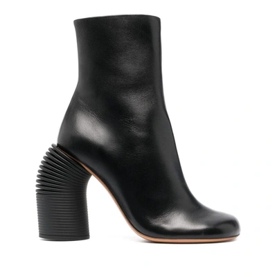 Off-white Off White Black Leather Spring Ankle Boots In Black