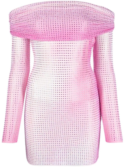 Shop Self-portrait Contour Print Mini Dress Clothing In Pink & Purple