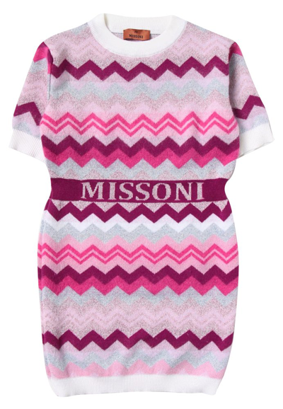 Shop Missoni Kids Zigzag Printed Knitted Dress In Multi