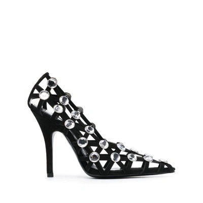 Attico Grid 105mm Rhinestone-embellished Pumpss In Black