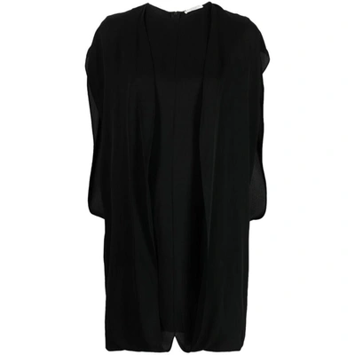 The Row Draped Silk Mini Dress In Black