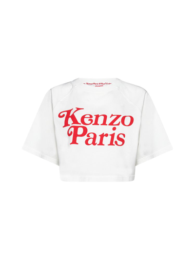 Shop Kenzo Logo Printed Cropped T In White