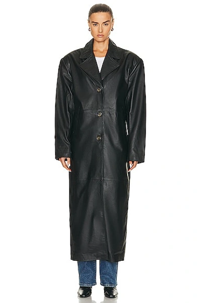 Shop Grlfrnd The Long Leather Coat In Black