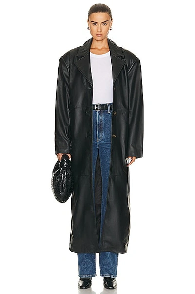 Shop Grlfrnd The Long Leather Coat In Black