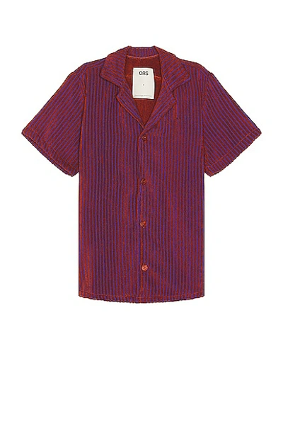 Shop Oas Deep Cut Cuba Terry Shirt In Rusty Red