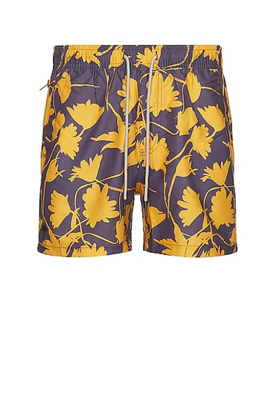 Shop Oas Provence Flowers Swim Short In Yellow