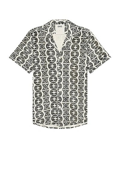 Oas Hypnotise Cuba Cotton Terry Relaxed Fit Button Down Shirt In Black