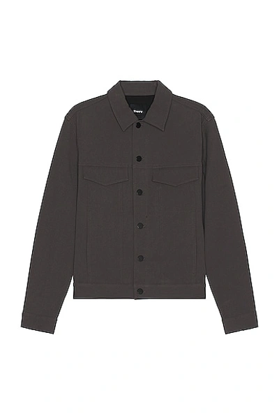 Shop Theory River Neoteric Twill Jacket In Dark Grey