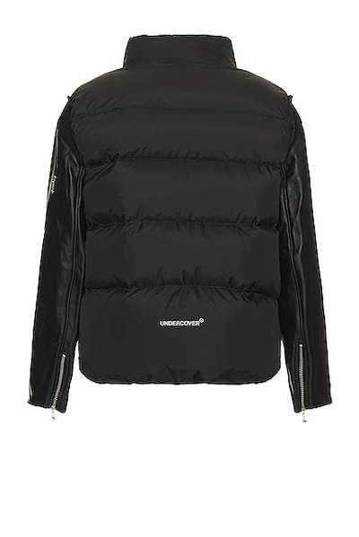 Shop Undercover Leather Sleeve Puffer Blouson In Black