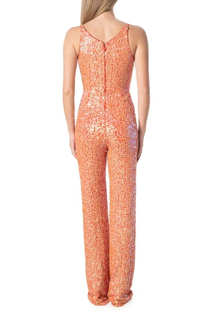 Shop Dress The Population Charlie Sequin Jumpsuit In Apricot Multi