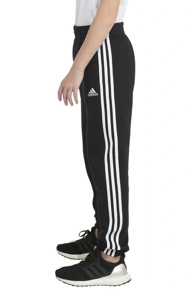 Shop Adidas Originals Kids' Essential 3-stripes Fleece Sweatpants In Black