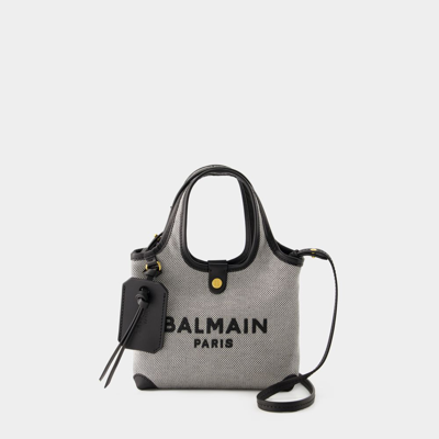 Shop Balmain B-army Mini Grocery Shopper Bag -  - Canvas - Black