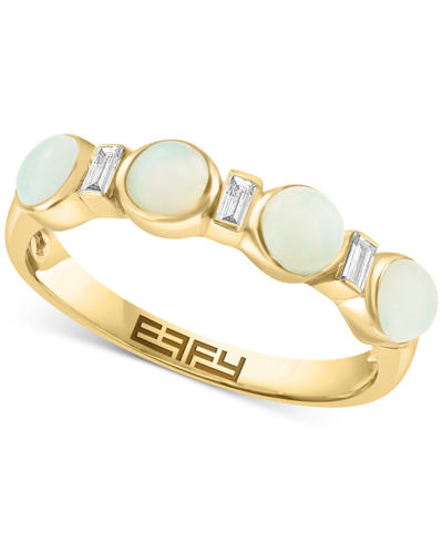 Shop Effy Collection Effy Ethiopian Opal (3/4 Ct. T.w.) & Diamond (1/10 Ct. T.w.) Ring In 14k Gold In Yellow Gold