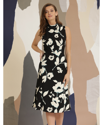 Shop Maggy London Women's Sleeveless Printed Dress In Black,cream
