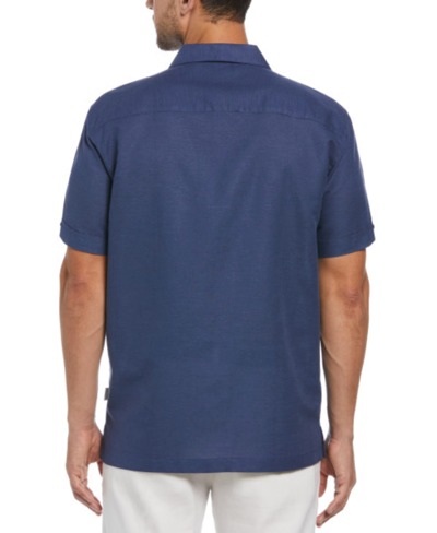 Shop Cubavera Men's Linen Blend Tropical Print Short-sleeve Button-front Camp Shirt In Oceana