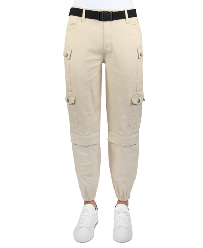 Shop Almost Famous Juniors' Baggy Belted Cargo Pants In Khaki