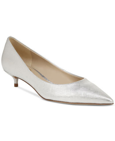 Shop Sam Edelman Women's Franci Slip-on Pointed-toe Pumps In Soft Silver