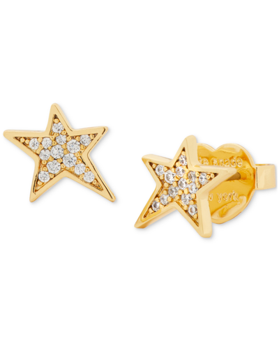 Shop Kate Spade Pave Star Stud Earrings In Clear,gold.