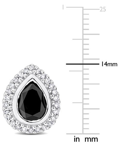 Macy's Black & White Diamond Pear-cut Halo Stud Earrings (2-1/5 Ct. T.w.) In 14k White Gold In White Gold