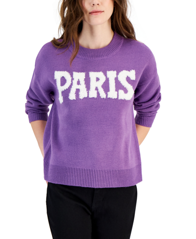 Shop Hooked Up By Iot Juniors' Long-sleeve Sweater In Paris Combo