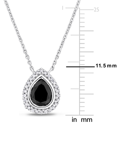 Macy's Black & White Diamond Halo Pear-shaped 17" Pendant Necklace (1-1/10 Ct. T.w.) In 14k White Gold In White Gold