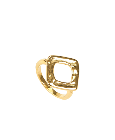 Heymaeve Stainless Steel 18k Gold Plated Fashion Forward Ring In Gold