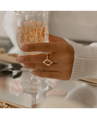 Heymaeve Stainless Steel 18k Gold Plated Fashion Forward Ring In Gold