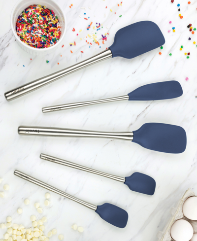Tovolo 5-pc. Flex-core Stainless Steel-handle Spatula Set In Deep Indigo