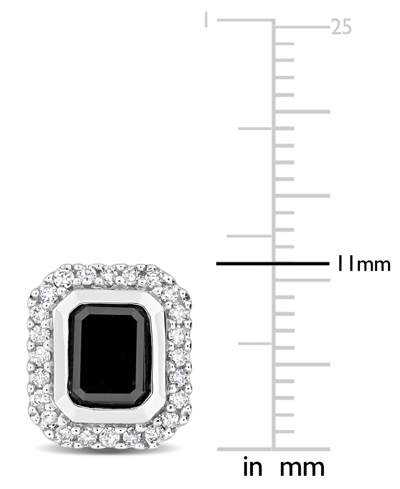 Shop Macy's Black & White Diamond Emerald-cut Halo Stud Earrings (2-1/4 Ct. T.w.) In 14k White Gold