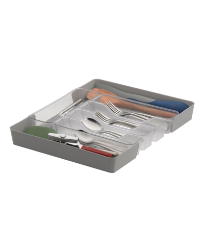 Shop Spectrum Diversified Hexa 5-divider Expandable Silverware Tray In Clear Frost,stone Gray