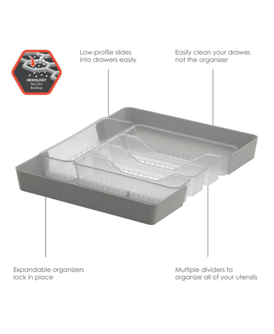 Shop Spectrum Diversified Hexa 5-divider Expandable Silverware Tray In Clear Frost,stone Gray