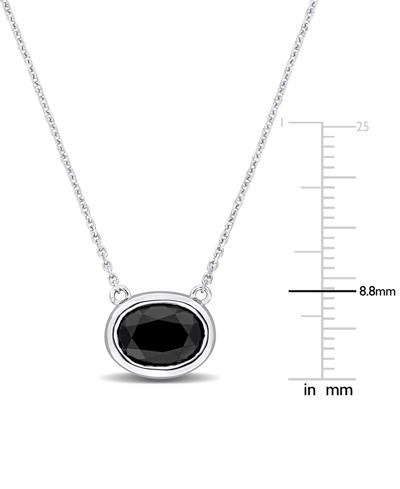 Macy's Black Diamond Oval Bezel 17" Pendant Necklace (2 Ct. T.w.) In 14k White Gold In White Gold