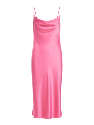 Shop Stella Mccartney Satin Dress In Pink & Purple