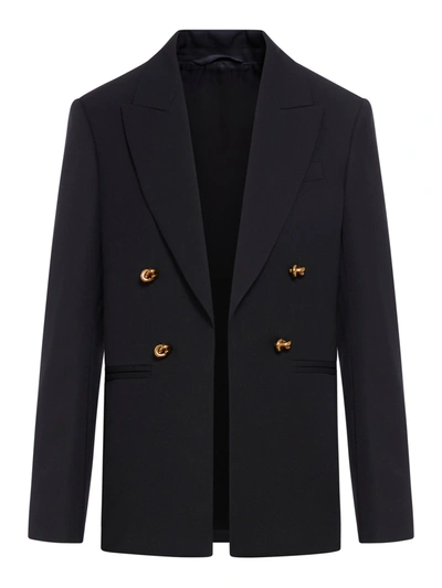Shop Bottega Veneta Wool Twill Jacket With Knot Buttons In Black