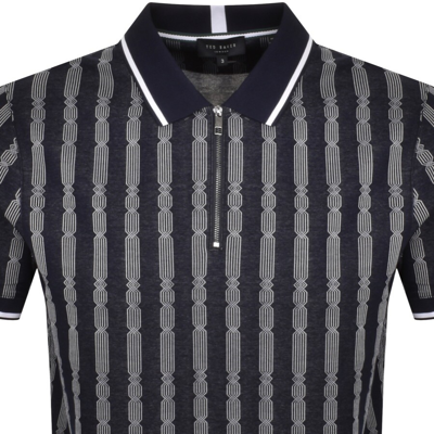 Shop Ted Baker Icken Stripe Polo Shirt Navy