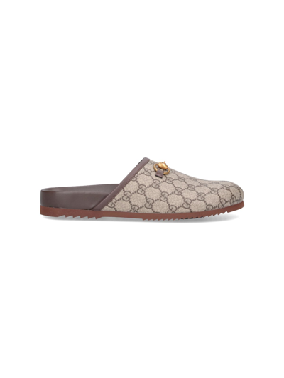 Shop Gucci Mules "gg" In Brown