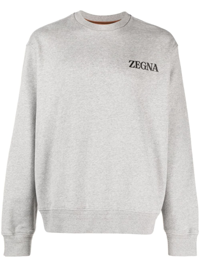 Shop Zegna Logo Sweatshirt In Gray