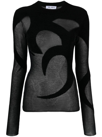 Shop Attico Chiffon Viscose Sweater In Black  