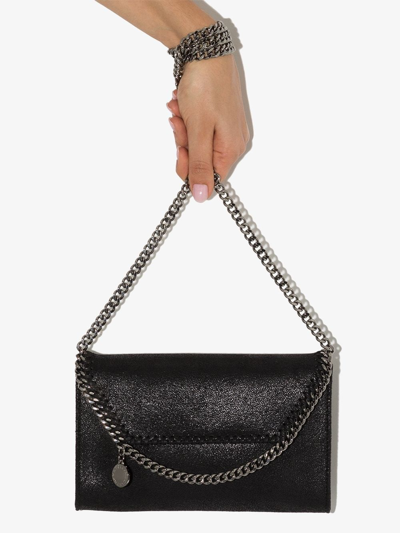 Shop Stella Mccartney Falabella Mini Bag With Flap In Black  