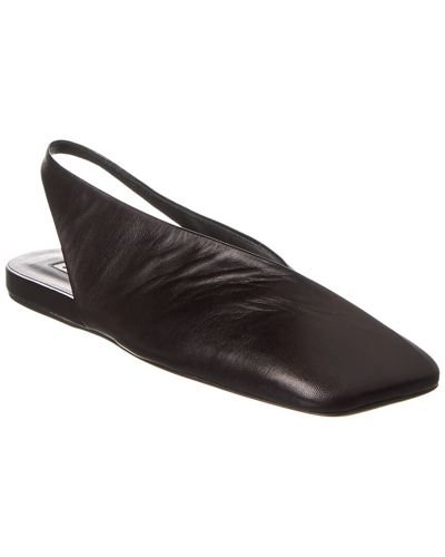 Shop Jil Sander Leather Slingback Ballerina Flat In Black