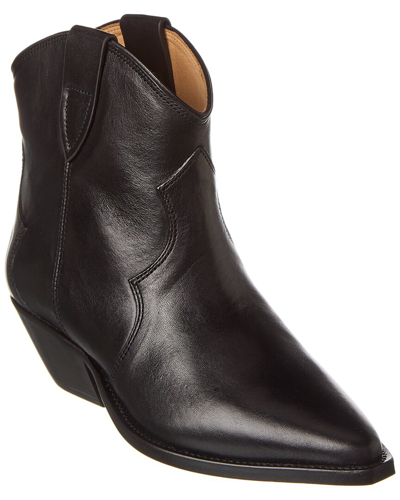 Isabel Marant Dewina Black Slip-on Ankle Boots With Low Block Heel In Leather Woman