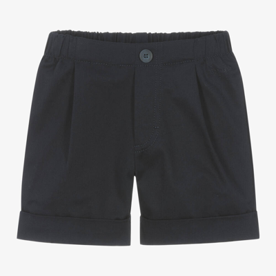 Shop Il Gufo Navy Blue Cotton Shorts
