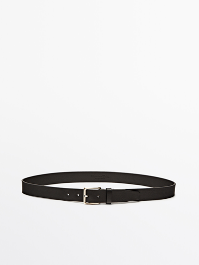 Shop Massimo Dutti Nappa Leather Belt In Black