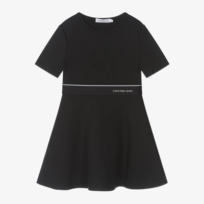 Shop Calvin Klein Girls Black Milano Jersey Dress